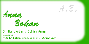 anna bokan business card